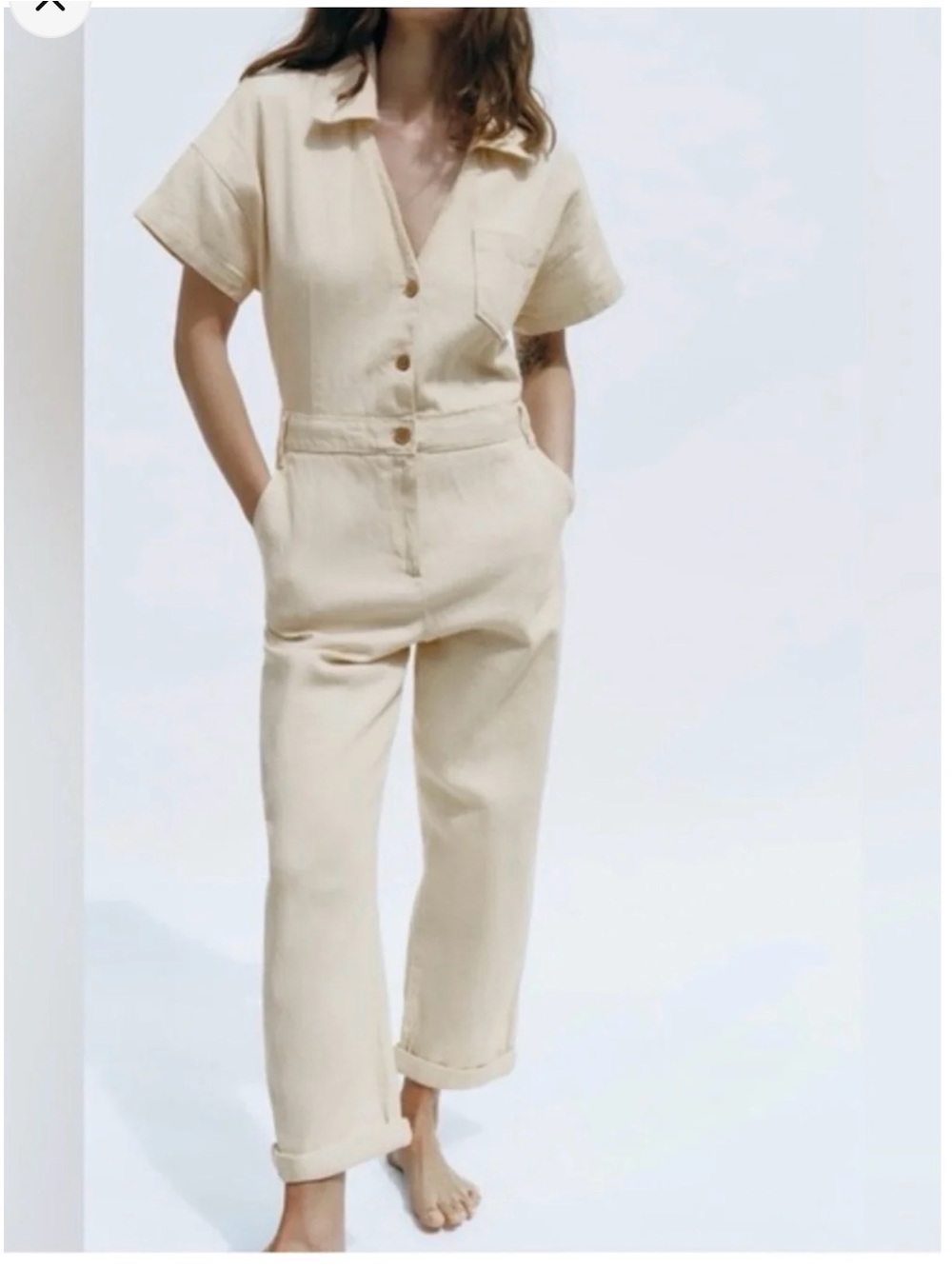 Denim Utility Jumpsuit - Women's Short Sleeve